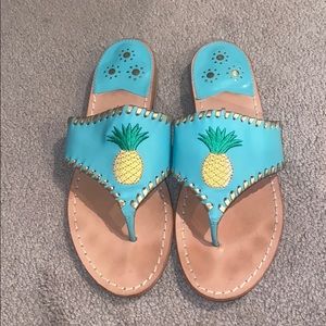Pineapple Embroidered Jack Rogers Sandals